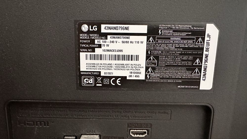 TV LG 43” Nano 796 NE
