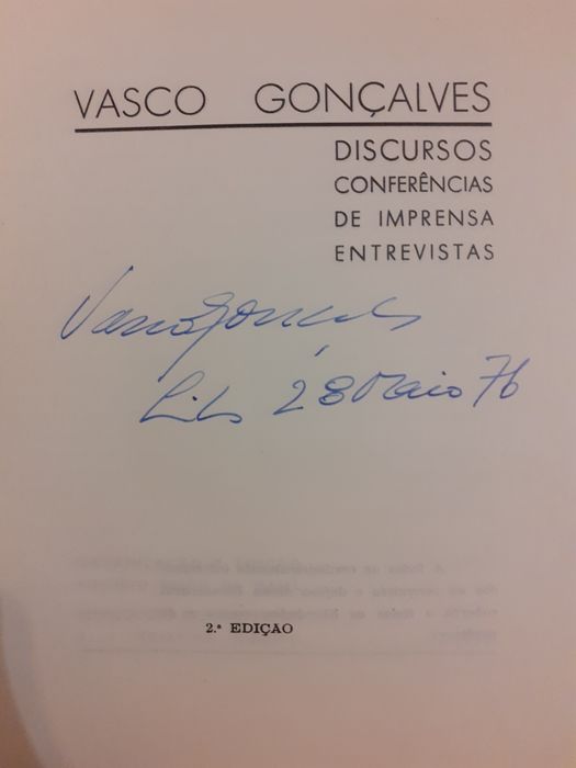 Vasco Gonçalves, discursos (ass. Autor)