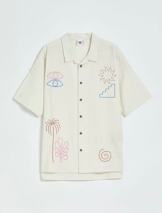 140 146 152 George luźna koszula letnia oversize bawełniana haftowana