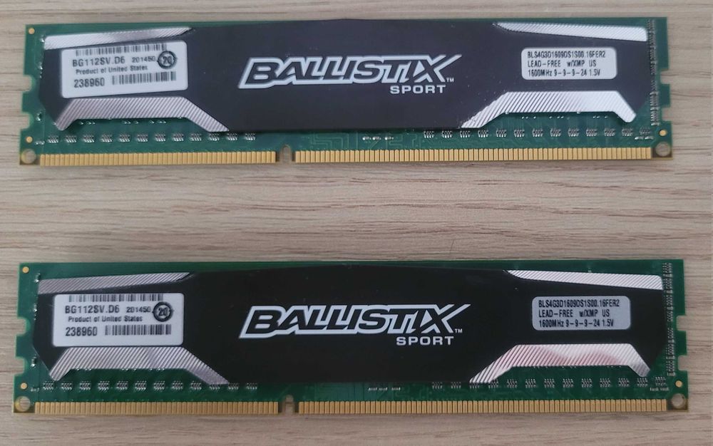 2x Crucial Ballistix 4GB DDR3 1600 MHz – komplet 8GB