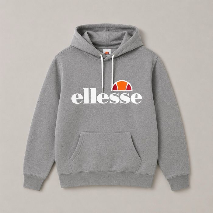 Ellesse Bluza Hoodie Szara Logo Big Logo Rozmiar S Streetwear Casual Premium