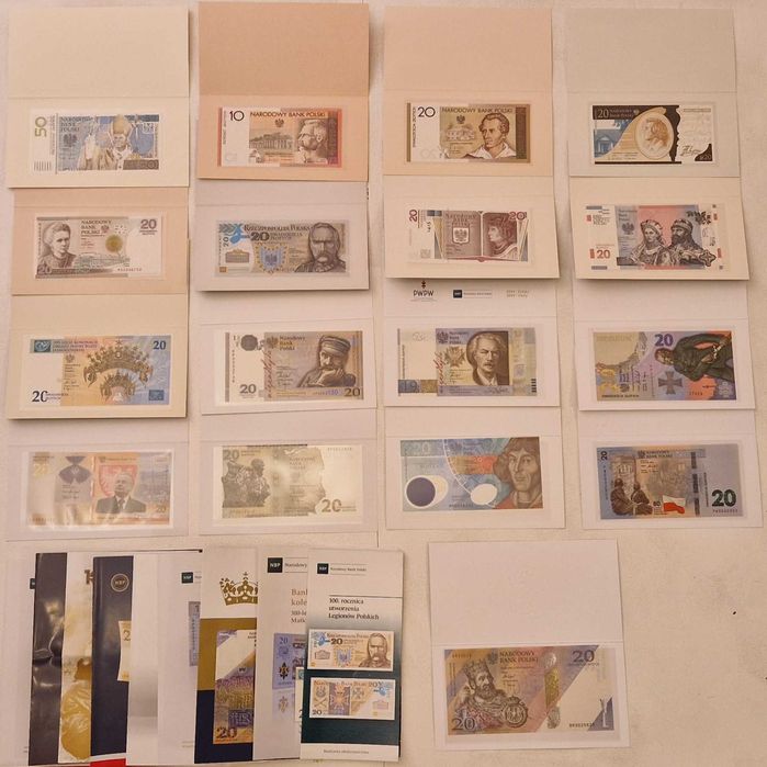 CAŁA KOLEKCJA – 17 banknotów kolejcjonerskich NBP