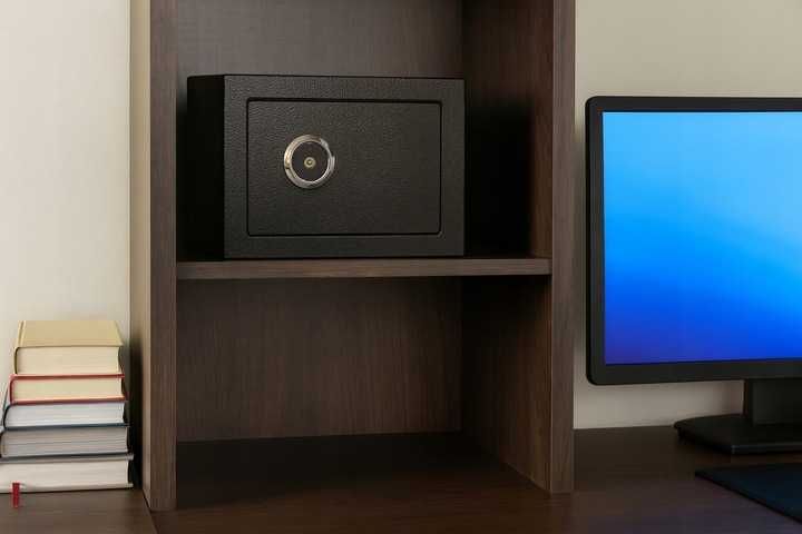 NOWY Sejf Kasetka Skrytka Metalowa Na Klucz Mocny 23x17x17cm