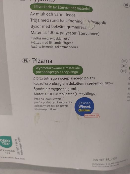 Piżama Damska Polarowa M 40/42