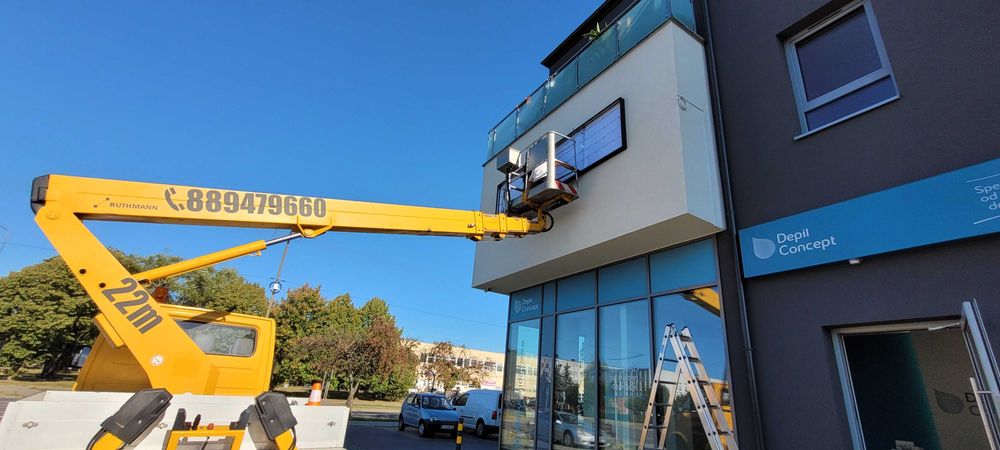 Wynajem podnosnik koszowy 22m.Usługi, Wycinka drzew