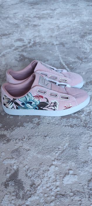 Оригінальні велюрові мокасини/кеди Puma з вишивкою