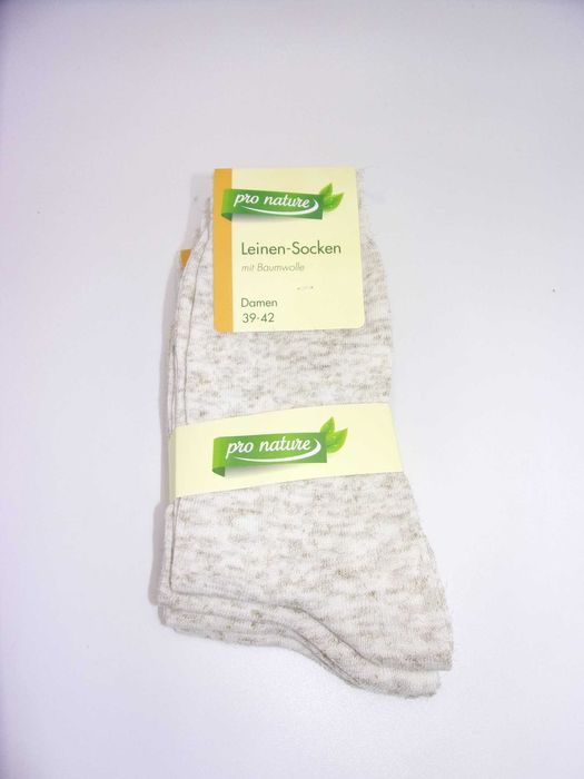 4x Lniane skarpety damskie, rozmiar 39/42 Pro natur.