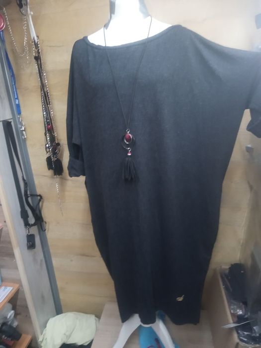 Megi sukienka Tuba z kieszeniami grafit S/M i L/XL