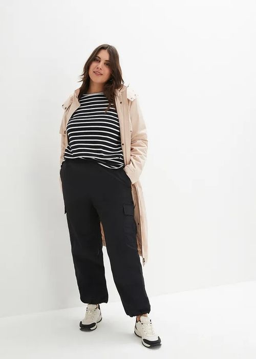 B.P.C spodnie bojówki damskie czarne luźniejsze ^38