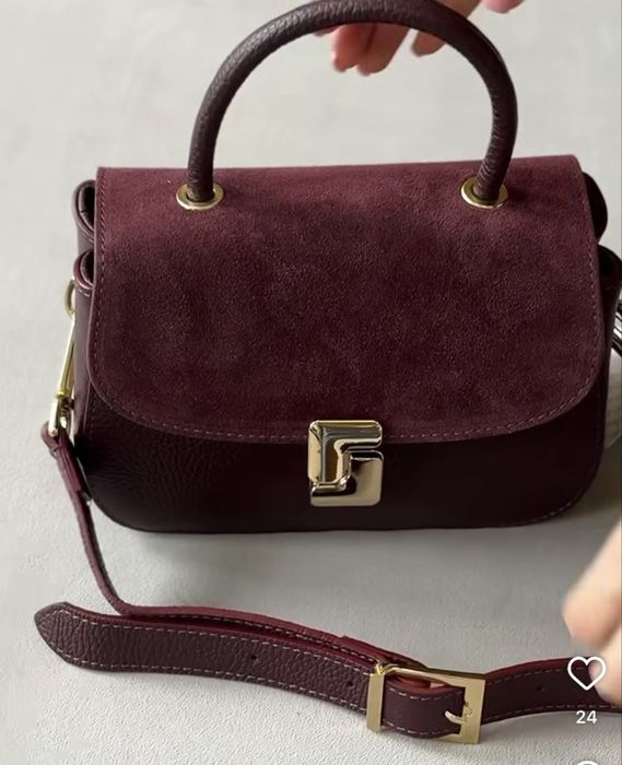 Сумка крос боді замшева Італія Замшевая сумка кроссбоди шоколад бордо