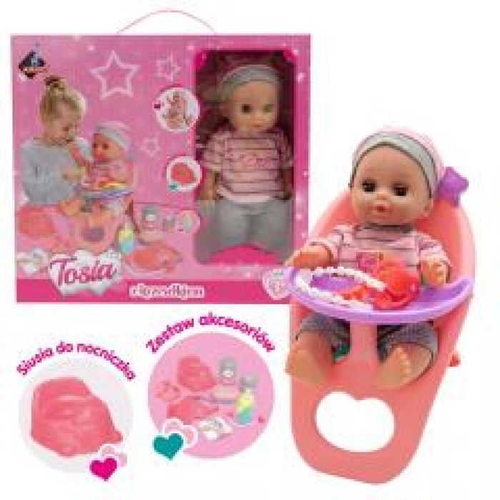 Lalka z krzesełkiem do karmienia pudełko,354x380 mm