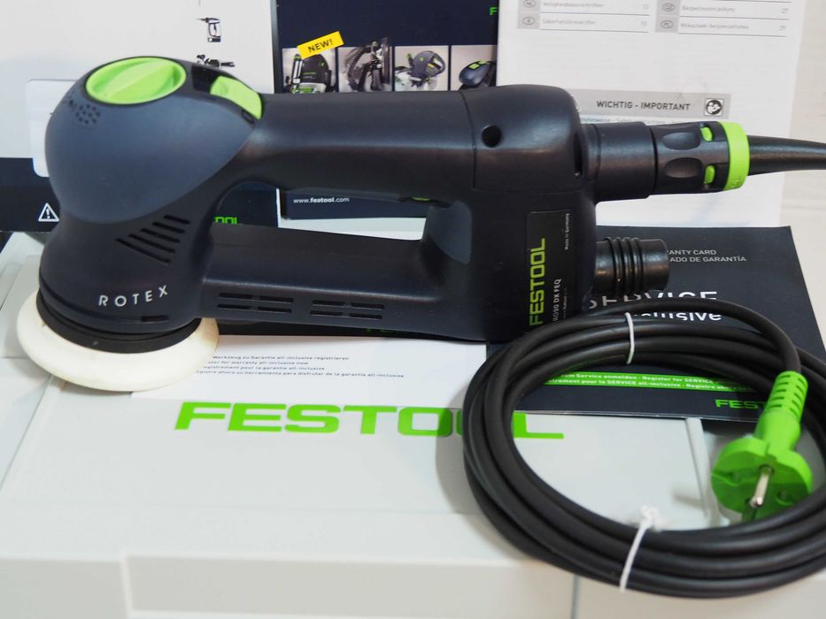 Zestaw szlifierka FESTOOL RO 90 DX FEQ +kabel 4m Bez walizka Nowa