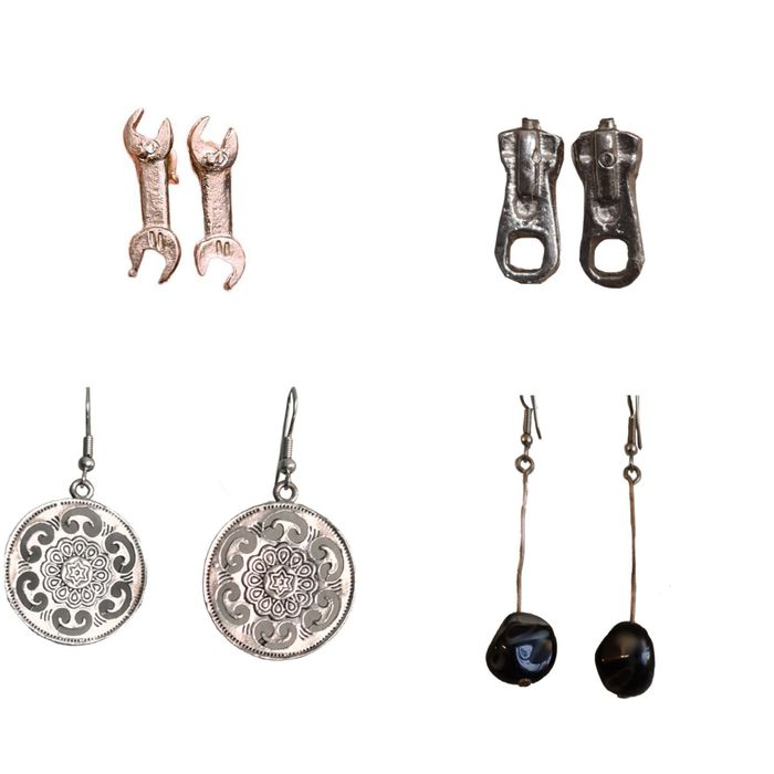 Brincos, chave de fendas, presilha, Boho