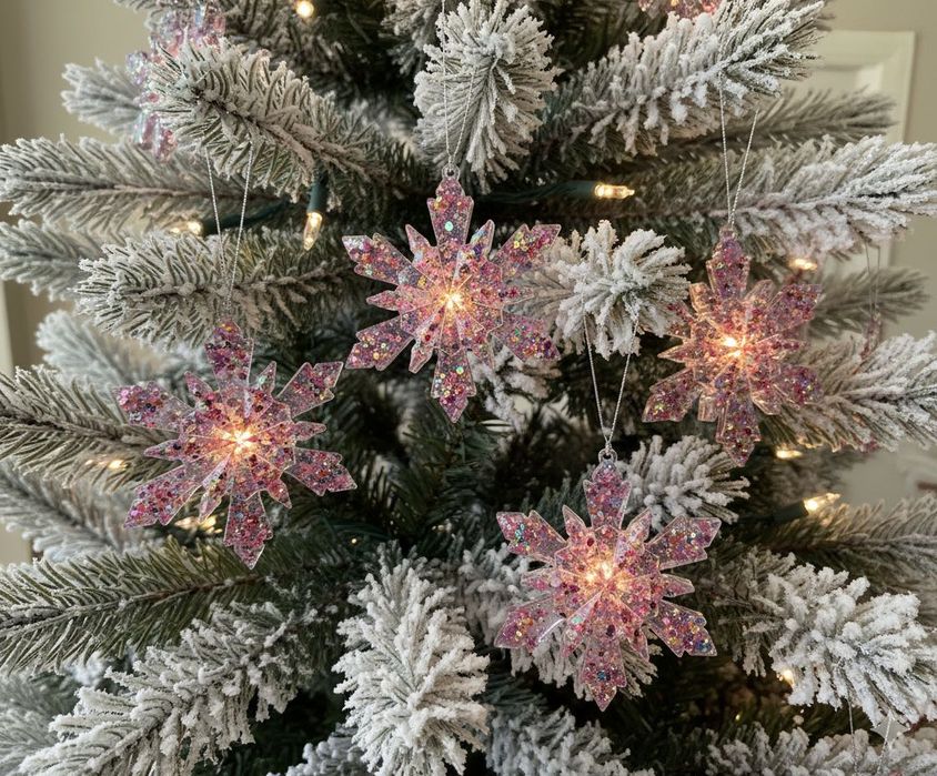 Набор ялинкових іграшок ручної роботи з епоксідної смоли