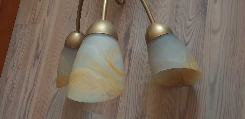 Lampa wisząca sufitowa złota 3 klosze