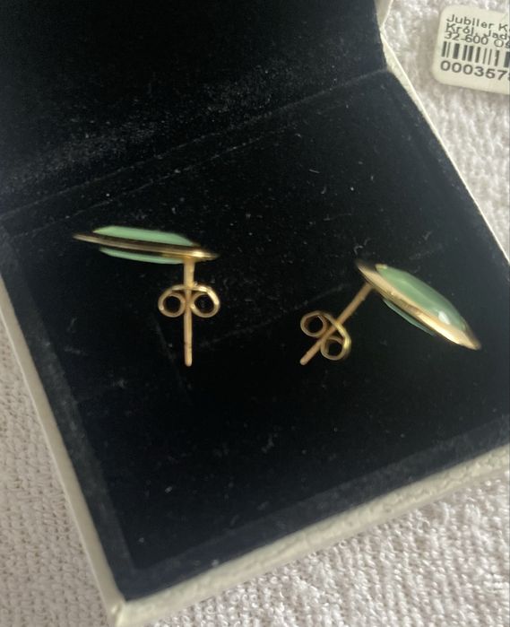 Nowe Kolczyki  złote z Awenturynem