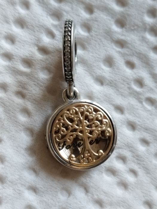 Pandora tt zawieszka charms srebro złoto 585