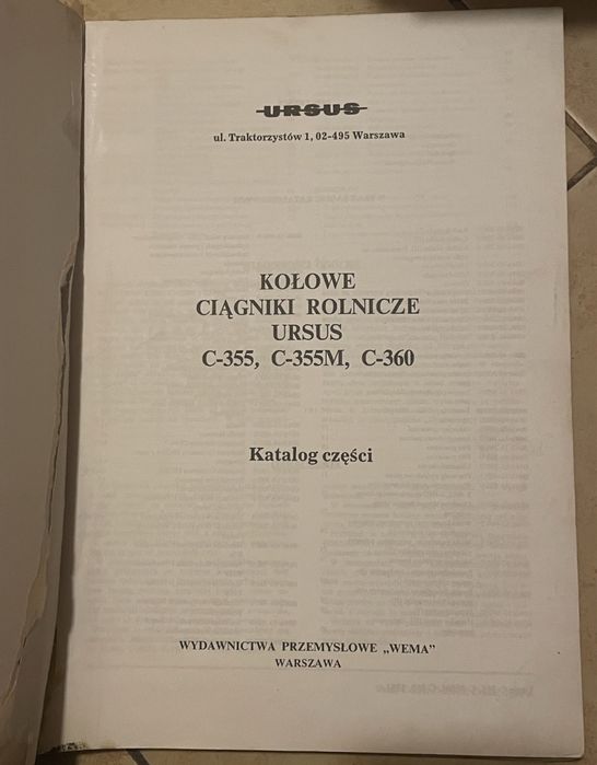 Katalog części Instrukcja obsługi URSUS MF255 C-355 C-355M C360