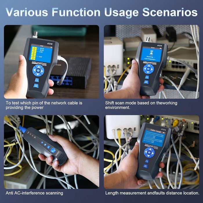 Testadores de cabos de rede, NF-8601S TDR multifuncional LCD Line Length Tester Breakpoint Testers Tracker RJ45/RJ11/BNC/cabo de metal/PING/POE