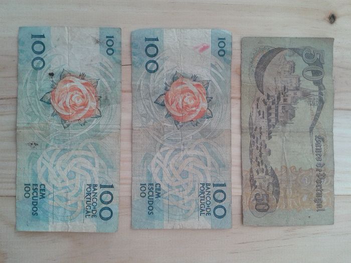 Notas de Banco antigas: Escudos, Libras, Pesetas, Francos