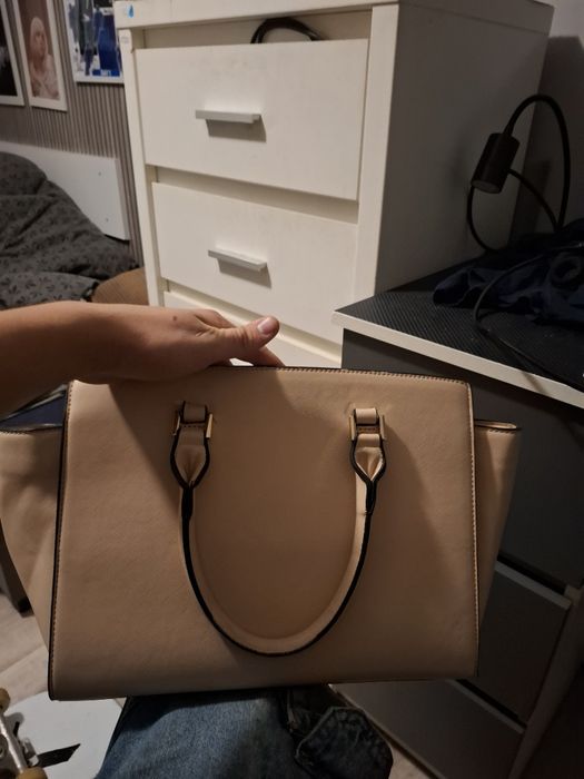 Michael Kors Duża Torba Kuferek Beżowy/Pudrowy Róż - Stan DB