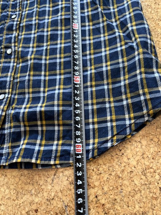 Camisa Flanela aos Quadrados Azul e Amarelo M
