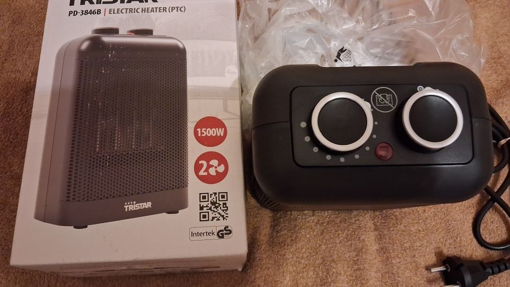 Grzejnik ceramiczny, farelka, Tristar PD-3846B 1500W energooszczędny