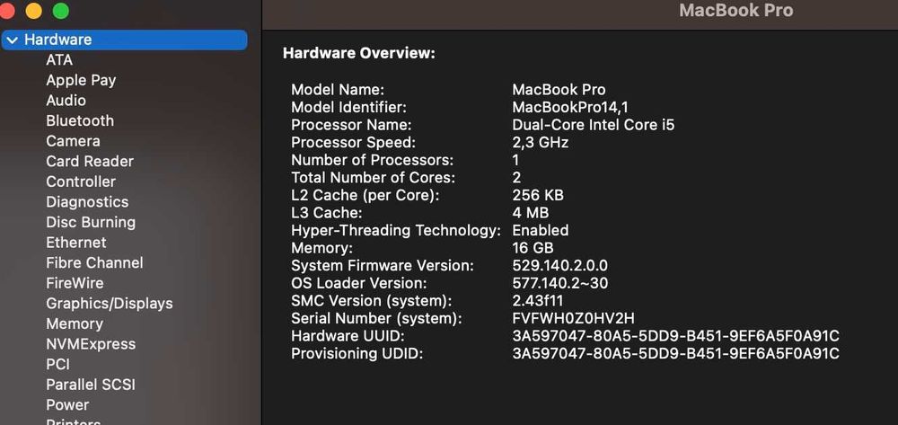 MacBook Pro (13-inch, 2017) Space Gray A1708 i5/16Gb/256Gb