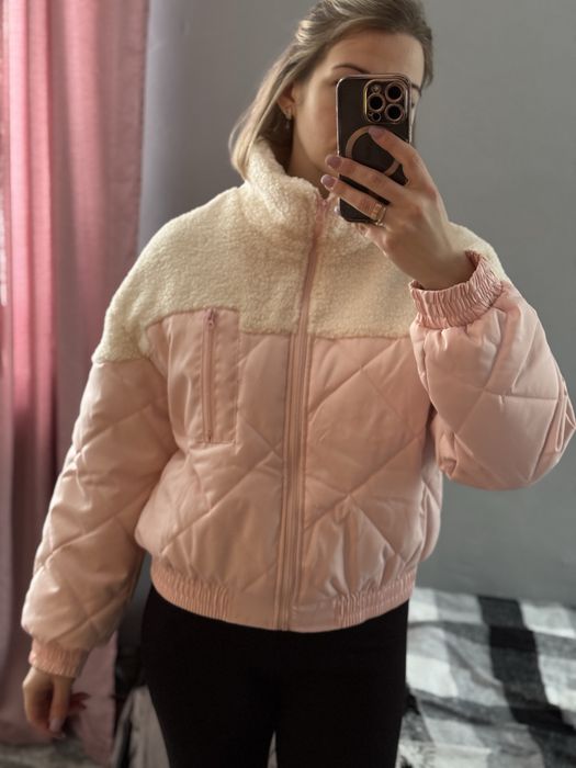 Куртка шерпа весняна рожева жіноча М-Л