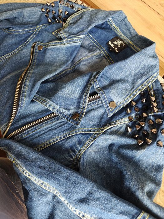 Niepowtarzalna kurtka jeansowa z ćwiekami. Nowa, rozmiar S