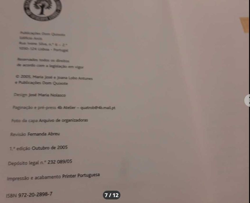 D´este Viver Aqui Neste Papel Descripto-Cartas da Guerra/ A. L Antunes