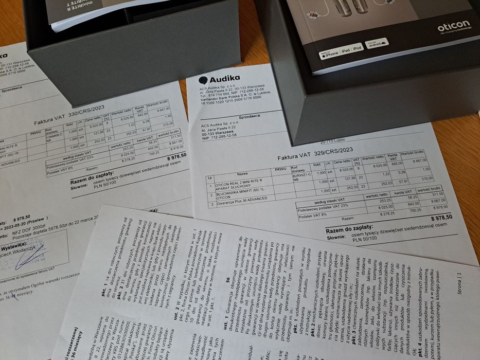 Aparaty słuchowe Oticon Real 2 mini Rite R lewy i prawy oraz ładowarka