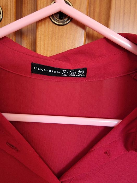 Camisa vermelha escura com transparência Primark, tamanho 38
