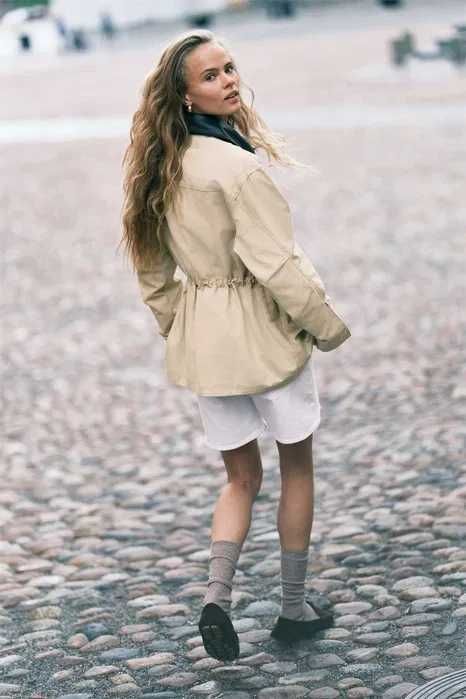 Kurtka parka z diagonalu z kołnierzem M nowa kole beżowa PROMOCJA