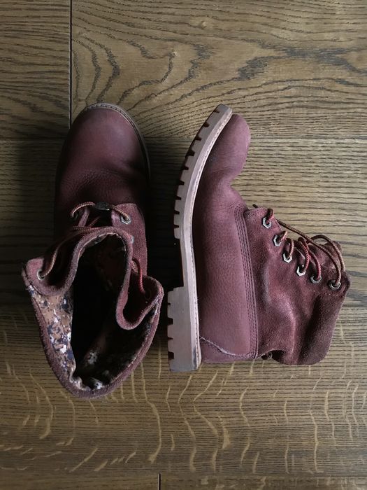 Timberland bordowe zimowe buty botki