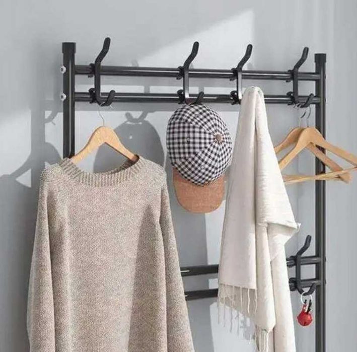 Nowy WIESZAK Ubrania Stojak Podłogowy Garderoba Buty Schowek (GRATIS)