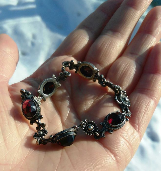Гранат. Браслет старинный богемские натуральные гранаты