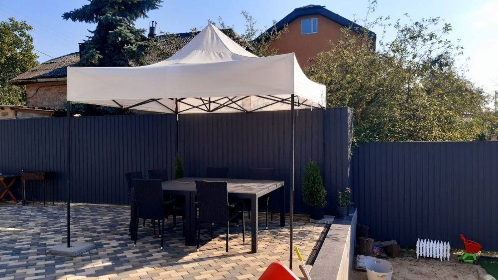 Продам навес / тент / шатер белый 3*3 м легкое б/у каркас-трансформер