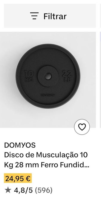 Discos  de 10 kg e de 5 kg, da decathlon