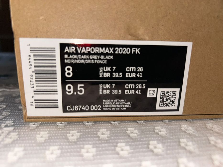 Nike Air VaporMax 2020 Flyknit Black Dark Grey 41