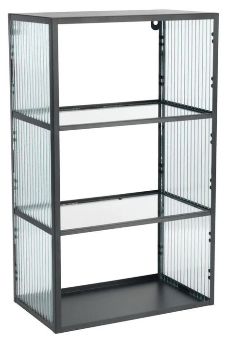 Jysk szklane półki regał ścienny stojący industrialny nowoczesny czarn