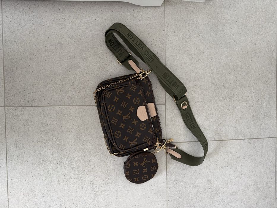 Torebka LV  louis vuitton parciany pasek khaki 3 saszetki na ramie