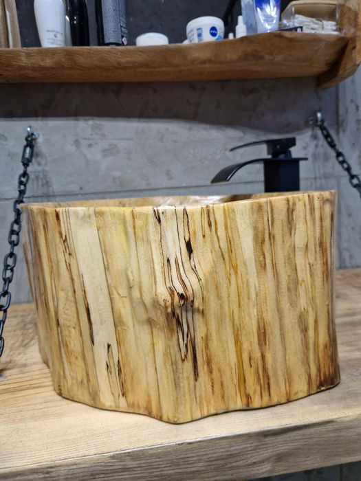 Nowa nablatowa umywalka łazienkowa handmade lite drewno