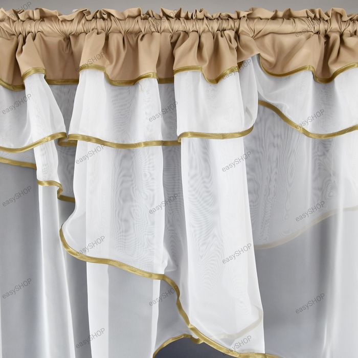 Komplet firana i zasłony beżowe 150x400