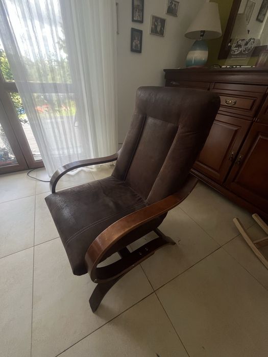 Fotel  obicie nubuk ciemno  brązowy