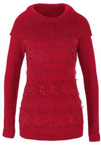 Sweter golf czerwony Bonprix