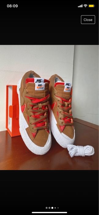 Hype Sacai X Nike Blazer Low British Tan Sneakers EUR 41 Novos