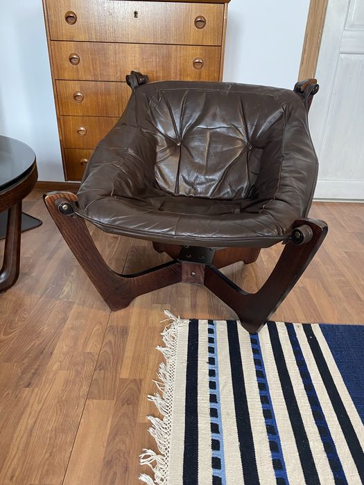 Fotel skórzany Luna Odd Knutsen, design , skandynawski, mid century