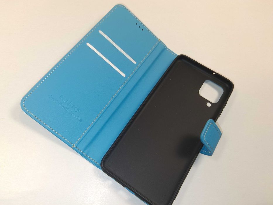 Z224 Etui Ganbary Portfel Skóra PU Do Samsung Galaxy A12 / M12 Niebies