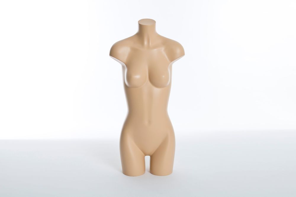 Busto feminino, plástico, cor de pele